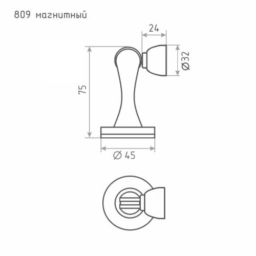 Ограничитель дверной магнитный НОРА-М 809 золото